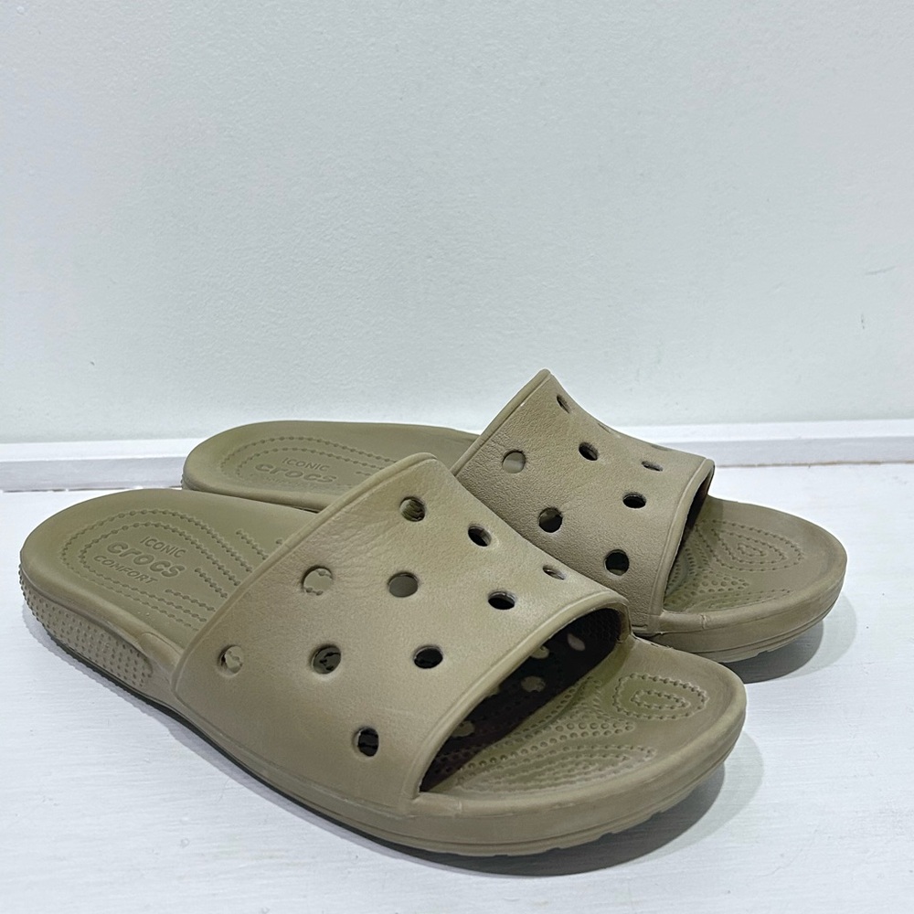 Crocs Unisex's Classic Taupe/khaki Slide Sandals Slip On Size Men(4) Women(6)